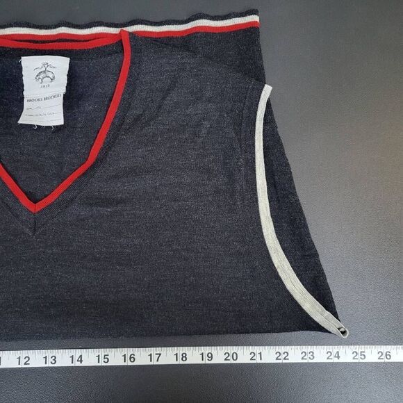 Brooks Brothers Mens Black Fleece Thom Browne Wool Sweater Vest Gray BB5 US XL - Picture 6 of 7